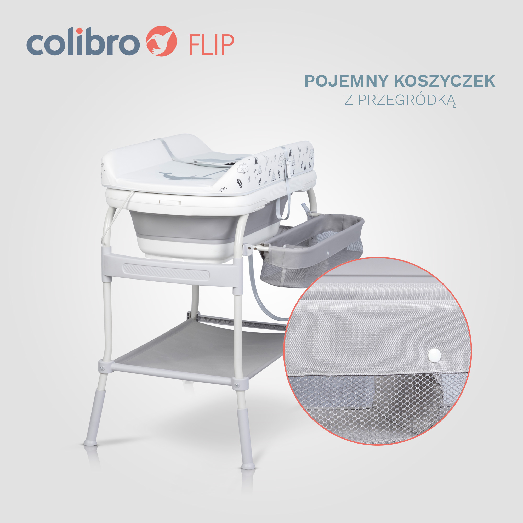 COLIBRO FLIP 2w1 – wanienka dziecięca dla dziewczynki i chłopca oraz stół do przewijania dziecka