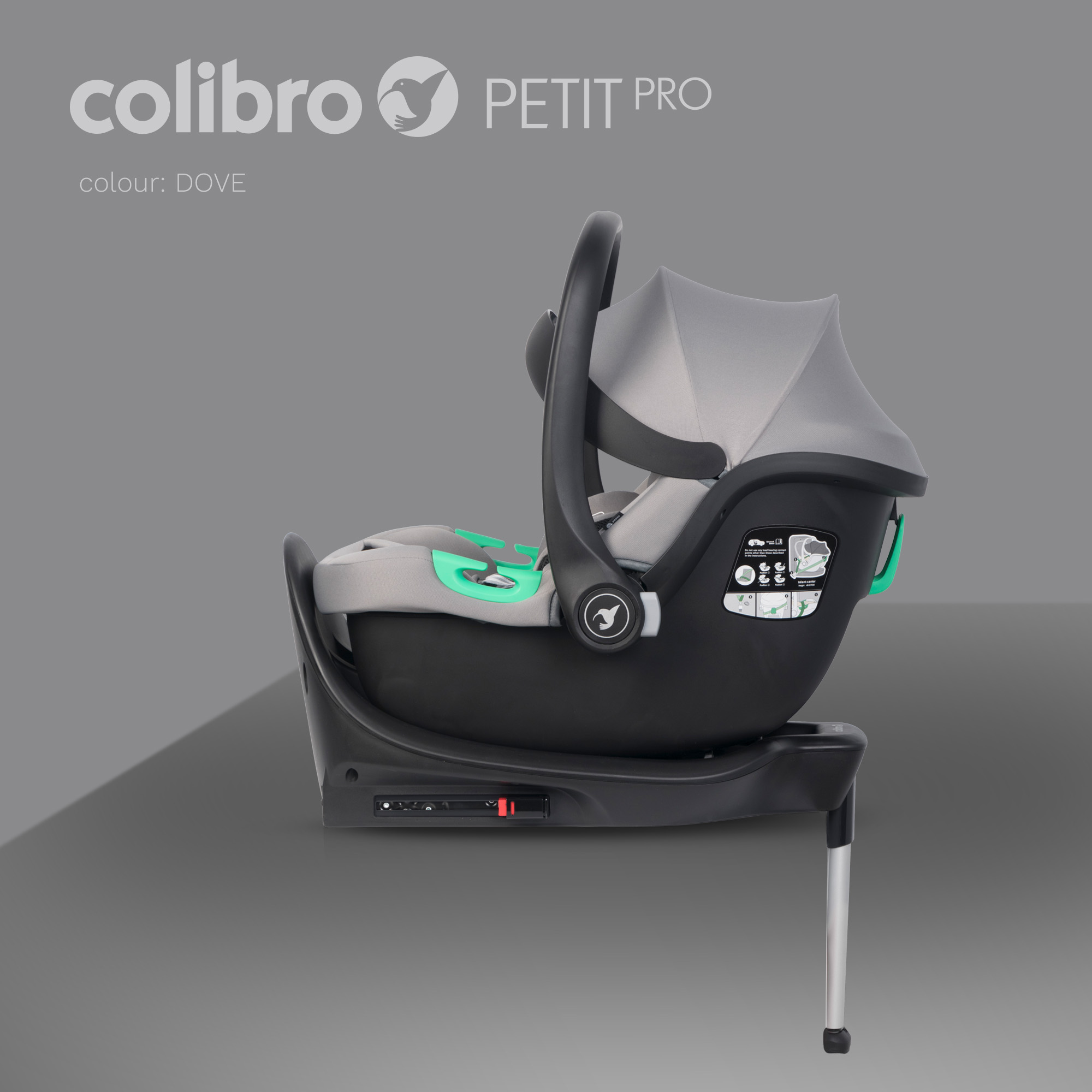 Fotelik samochodowy Petit PRO marki Colibro z homologacją ECE R129 I-SIZE z bazą ISOFIX - instalacja odbywa się jednym szybkim ruchem