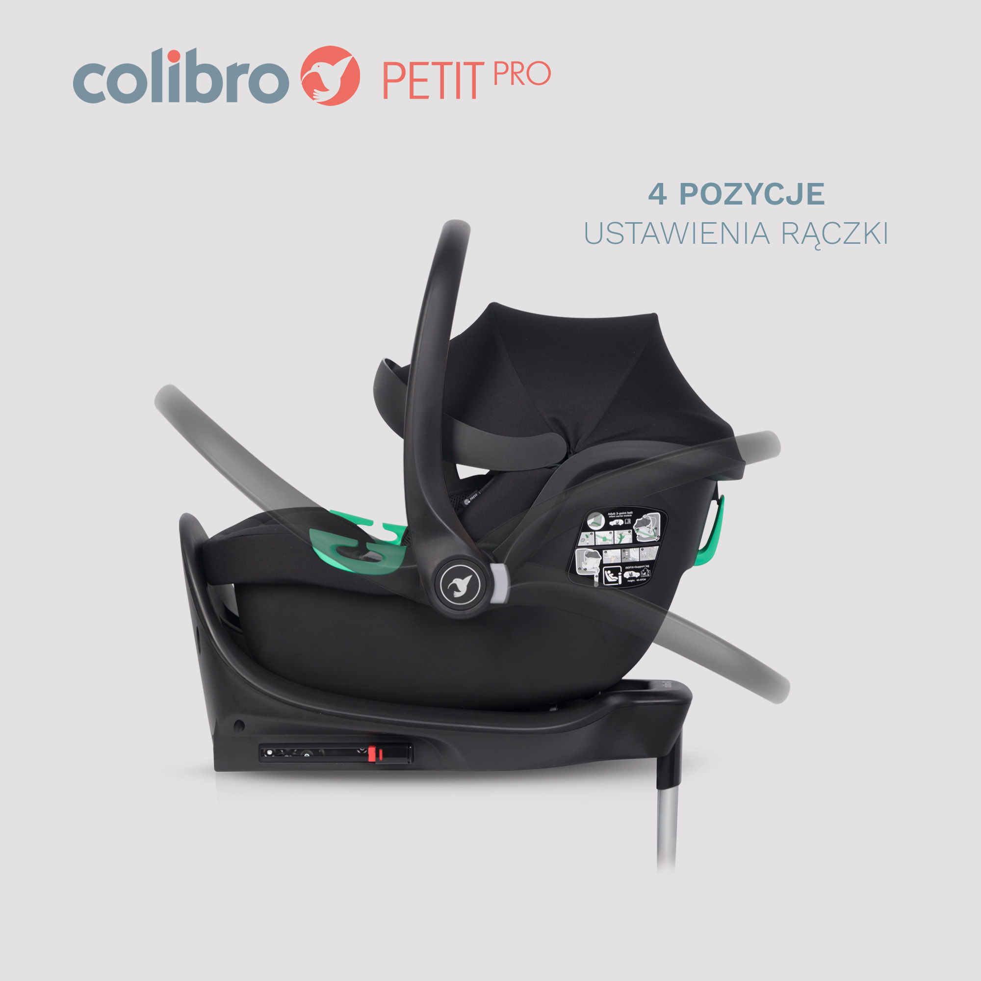 Fotelik samochodowy Petit PRO marki Colibro z homologacją ECE R129 I-SIZE z bazą ISOFIX - instalacja odbywa się jednym szybkim ruchem