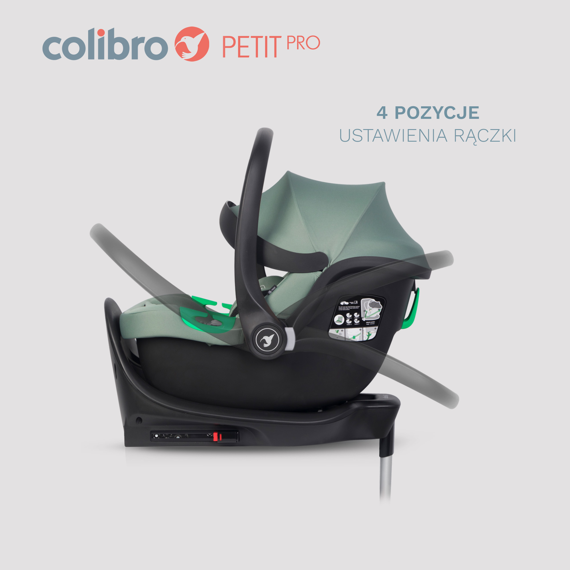 Fotelik samochodowy Petit PRO marki Colibro z homologacją ECE R129 I-SIZE z bazą ISOFIX - instalacja odbywa się jednym szybkim ruchem