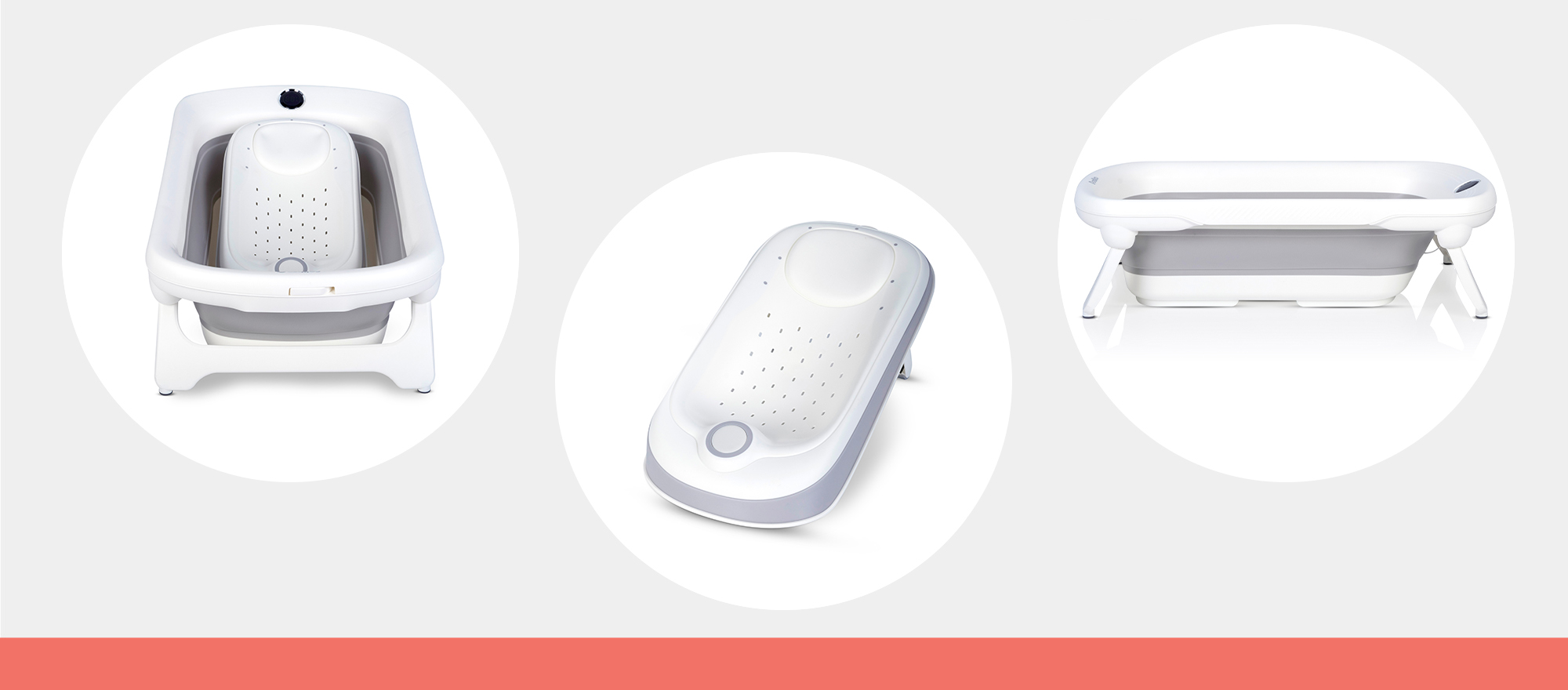 Wanienka dziecięca składana silikonowa z leżaczkiem i termometrem USB-C COLIBRO SPACE 2w1