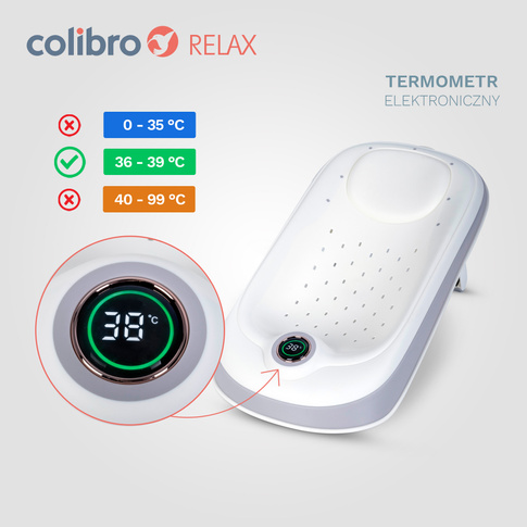 Leżaczek kąpielowy składany silikonowy COLIBRO RELAX z regulacją wysokości i termometrem
