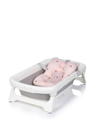 Wanienka dziecięca SPACE z leżaczkiem - składana silikonowa z termometrem Sweet Pink