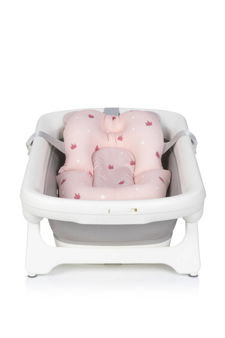 Wanienka dziecięca SPACE z leżaczkiem - składana silikonowa z termometrem Sweet Pink