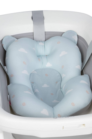 Wanienka dziecięca SPACE z leżaczkiem - składana silikonowa z termometrem Cloudy Blue