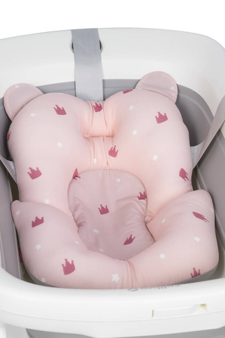 Wanienka dziecięca SPACE z leżaczkiem - składana silikonowa z termometrem Sweet Pink