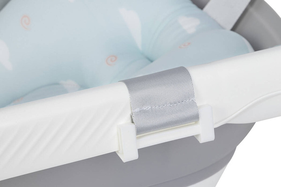 Wanienka dziecięca SPACE z leżaczkiem - składana silikonowa z termometrem Cloudy Blue