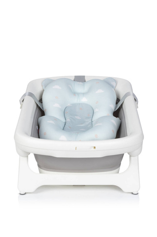 Wanienka dziecięca SPACE z leżaczkiem - składana silikonowa z termometrem Cloudy Blue