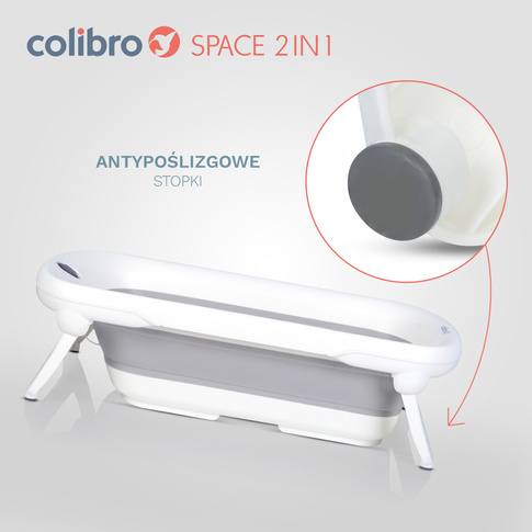 Wanienka dla dziecka składana COLIBRO SPACE 2w1 z leżaczkiem kąpielowym silikonowa z termometrem