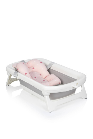Wanienka dziecięca SPACE z leżaczkiem - składana silikonowa z termometrem Sweet Pink